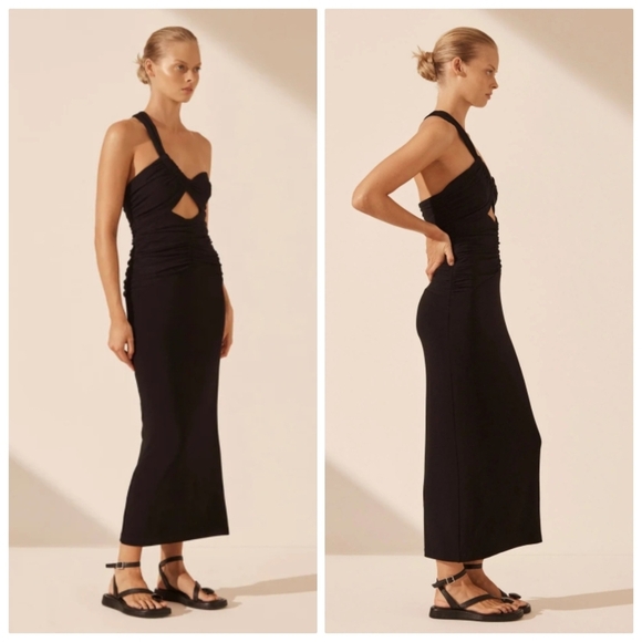 New Shona Joy Yvette Strapless Black Cocktail Midi Dress Size 2 NWOT - Picture 3 of 10